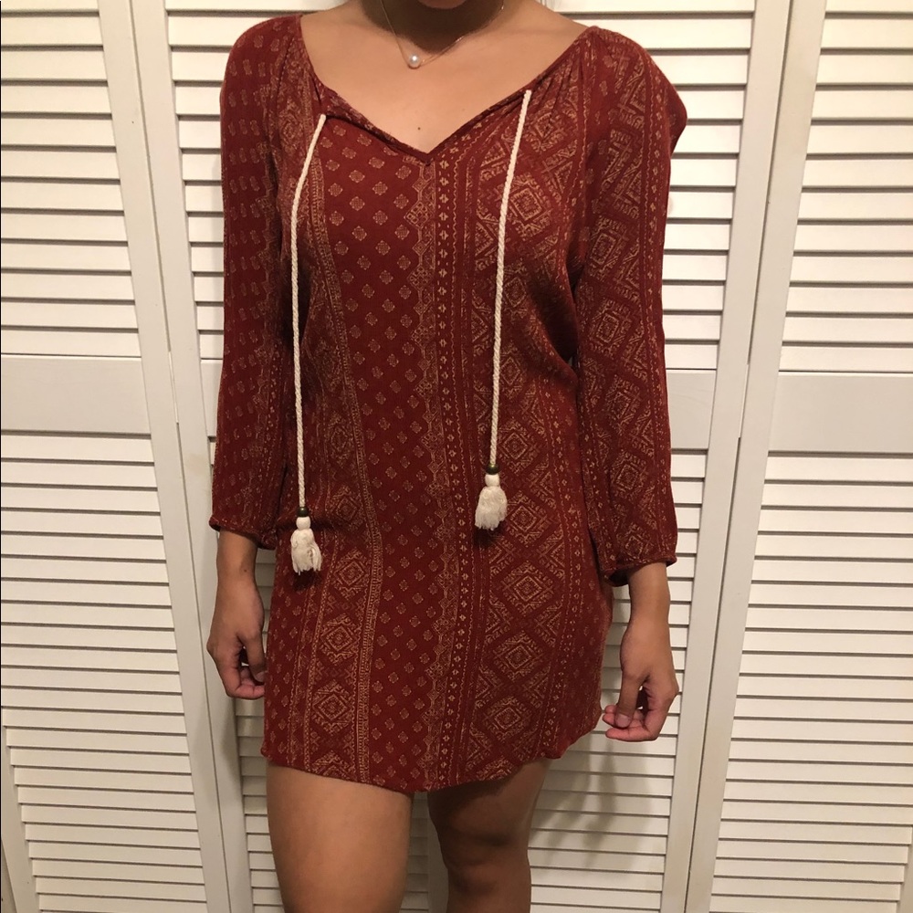 Peasant smock dress (burgundy)